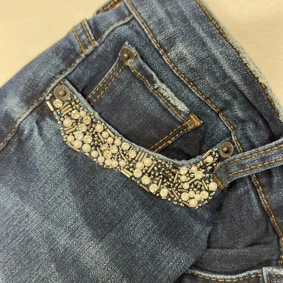 STS Blue Emma Denim Jeans Skinny Fit Ankle Pearl Diamond Embellished Size 28 - Picture 9 of 11